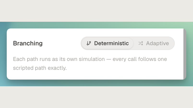 Flow editor with the deterministic and adaptive branching-mode toggle