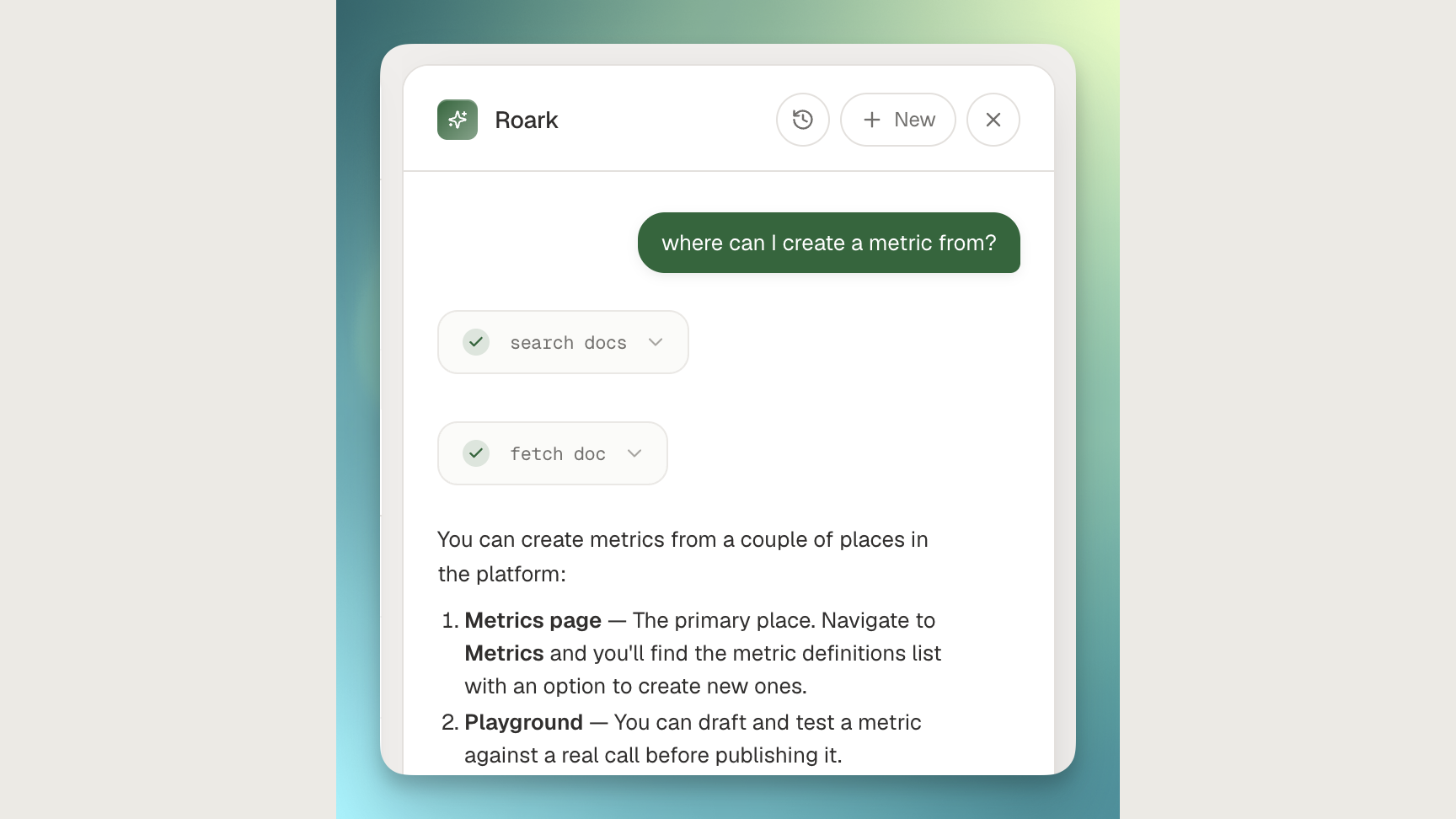 The in-app AI assistant pinned to the right rail