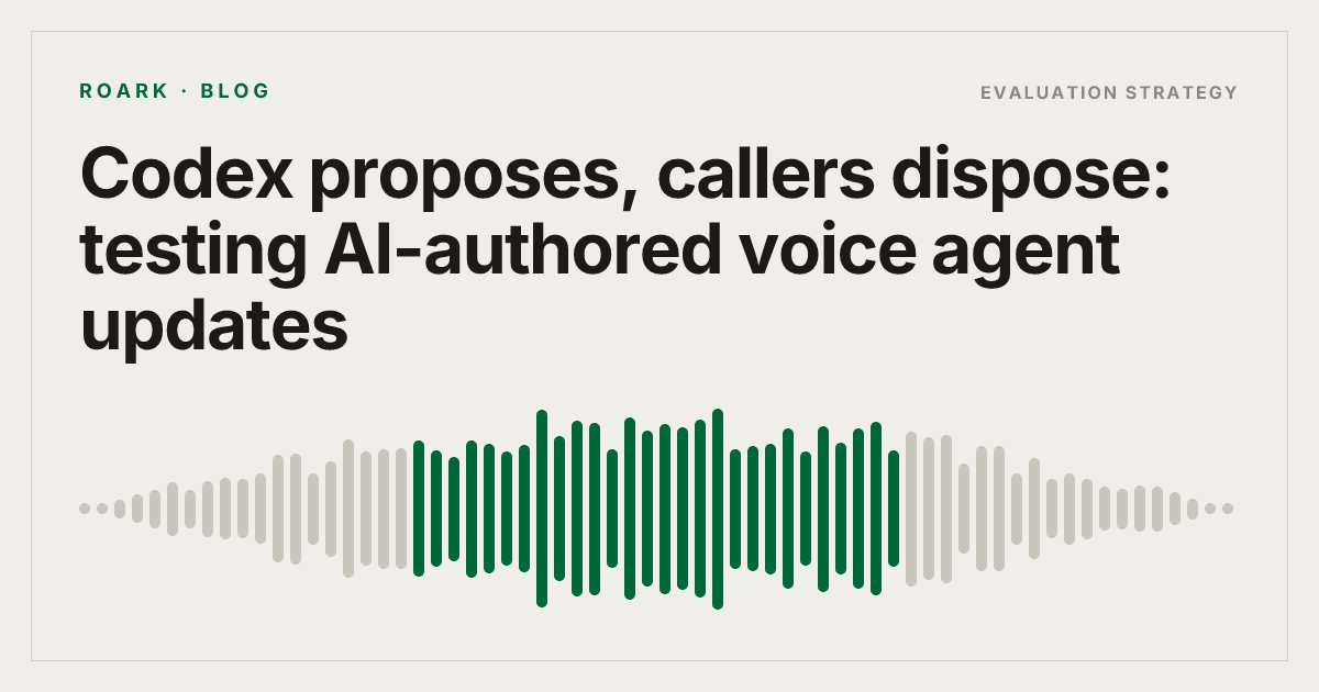 Codex proposes, callers dispose: testing AI-authored voice agent updates