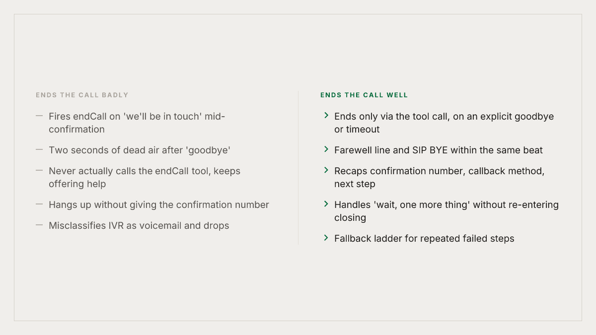 Two ways to end the same call